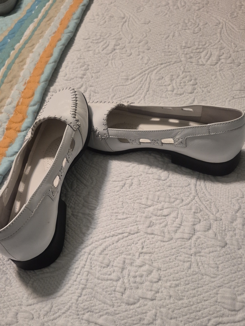 Women’s White Cutout Leather Loafers
